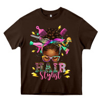 Chocolate Brown hair stylist afro messy bun Heavy Core Tee - texasbilliewilder