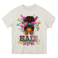 Cream hair stylist afro messy bun Heavy Core Tee - texasbilliewilder