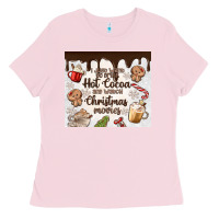 Bubblegum Pink i just want to drink hot cocoa Ladies Tee - MaliasSmallBusiness
