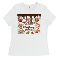 White i just want to drink hot cocoa Ladies Tee - MaliasSmallBusiness