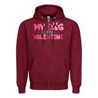 Burgundy my dog is my valentine Zipper Hoodie - MaliasSmallBusiness