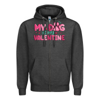 Charcoal Heather my dog is my valentine Zipper Hoodie - MaliasSmallBusiness