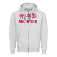 Dove Grey my dog is my valentine Zipper Hoodie - MaliasSmallBusiness