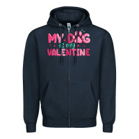 Navy my dog is my valentine Zipper Hoodie - MaliasSmallBusiness