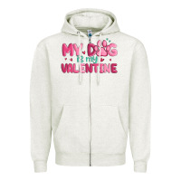 Oatmeal Heather my dog is my valentine Zipper Hoodie - MaliasSmallBusiness