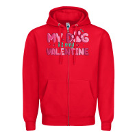 Red my dog is my valentine Zipper Hoodie - MaliasSmallBusiness