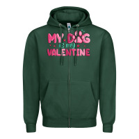 Sports Green my dog is my valentine Zipper Hoodie - MaliasSmallBusiness