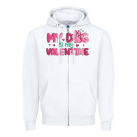 White my dog is my valentine Zipper Hoodie - MaliasSmallBusiness