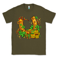 Army Green horseshoe with shamrocks and coin Classic Tee - AdoDesignShop