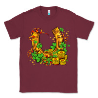 Burgundy horseshoe with shamrocks and coin Classic Tee - AdoDesignShop