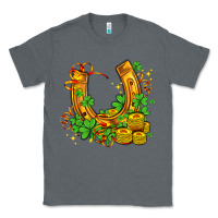 Charcoal Heather horseshoe with shamrocks and coin Classic Tee - AdoDesignShop