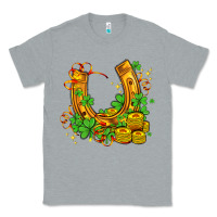 Heather Grey horseshoe with shamrocks and coin Classic Tee - AdoDesignShop