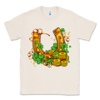 Natural horseshoe with shamrocks and coin Classic Tee - AdoDesignShop