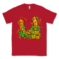 Red horseshoe with shamrocks and coin Classic Tee - AdoDesignShop