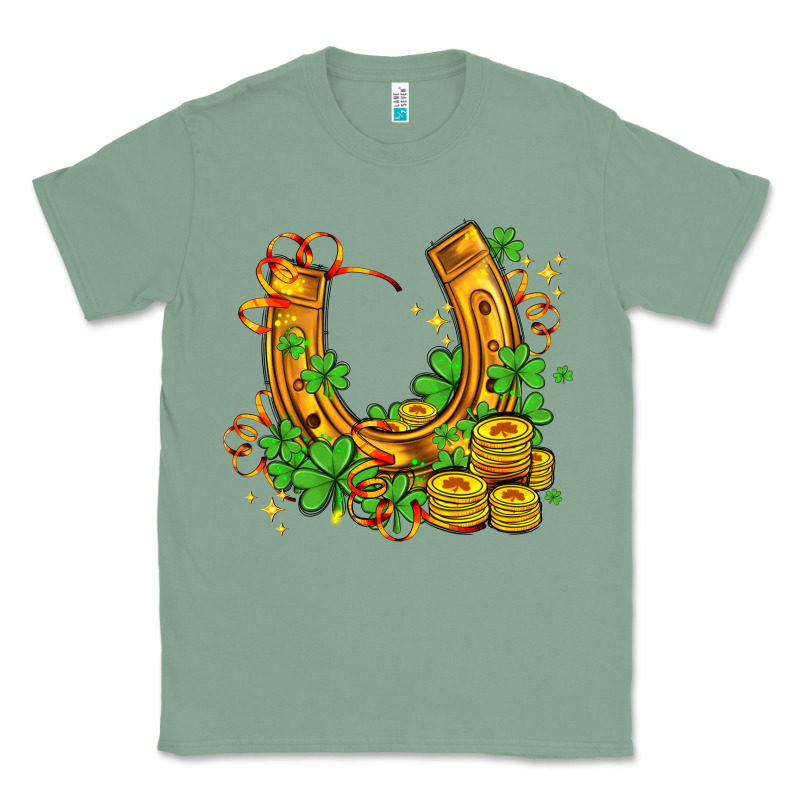 Horseshoe With Shamrocks And Coin Classic Tee by AdoDesignShop | Teevron