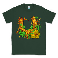 Sports Green horseshoe with shamrocks and coin Classic Tee - AdoDesignShop