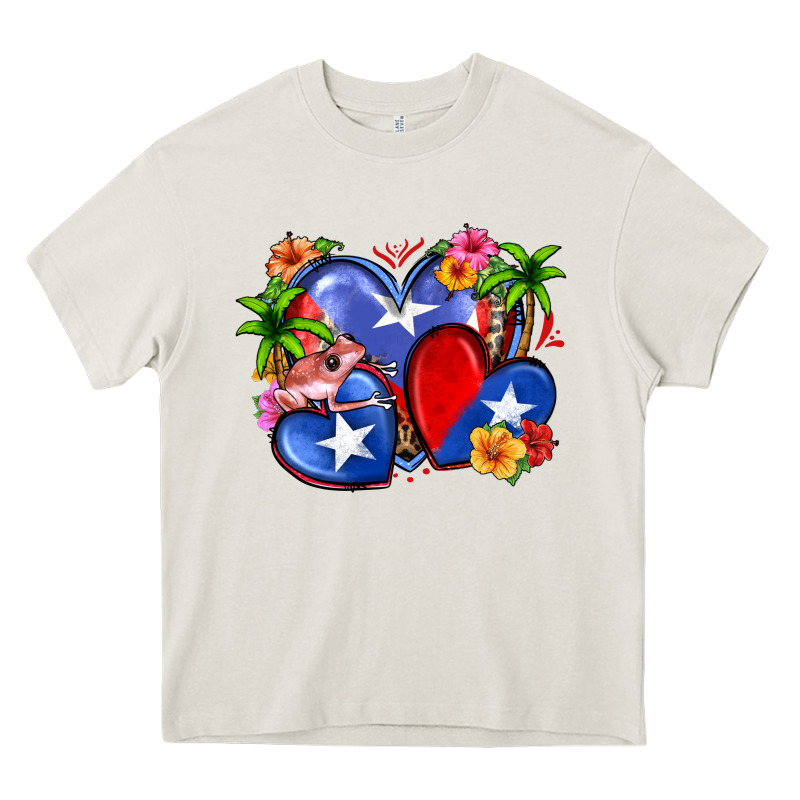 Puerto Rico Hearts Heavy Core Tee by Zillion Design Studio | Teevron
