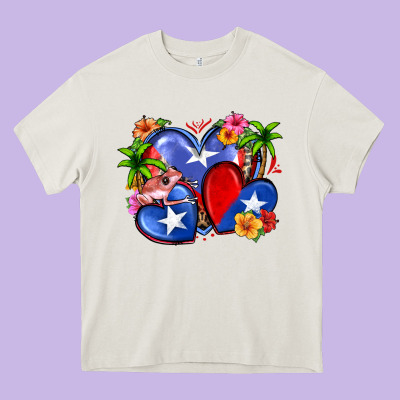 Puerto Rico Hearts Heavy Core Tee Designed By Zillion Design Studio