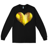 Black softball heart Long Sleeve Tee - LillyAllenDesigns