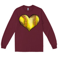 Burgundy softball heart Long Sleeve Tee - LillyAllenDesigns