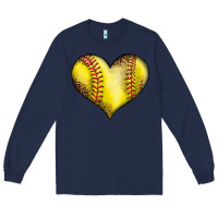 Navy softball heart Long Sleeve Tee - LillyAllenDesigns