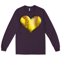 Plum softball heart Long Sleeve Tee - LillyAllenDesigns