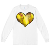 White softball heart Long Sleeve Tee - LillyAllenDesigns