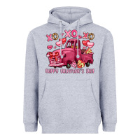 Heather Grey xo xo xo happy valentine's day truck Heavyweight Hoodie - LillyAllenDesigns