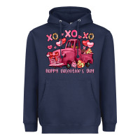 Navy xo xo xo happy valentine's day truck Heavyweight Hoodie - LillyAllenDesigns