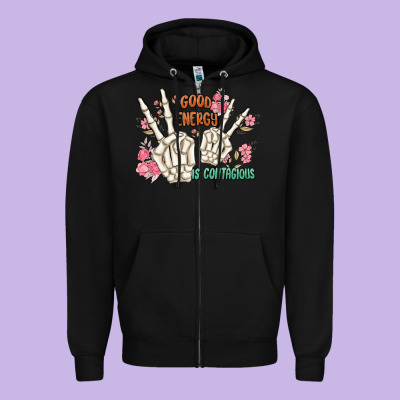 Good Energy Is Contagious Zipper Hoodie Designed By Maliassmallbusiness