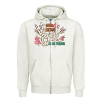 Oatmeal Heather good energy is contagious Zipper Hoodie - MaliasSmallBusiness