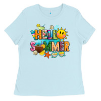 Baby Blue hello summer Ladies Tee - JahusDesignShop
