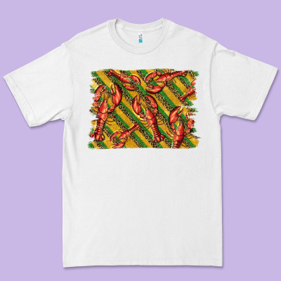 Mardi Gras Crawfish Background Premium Tee Designed By Barkaloodesign