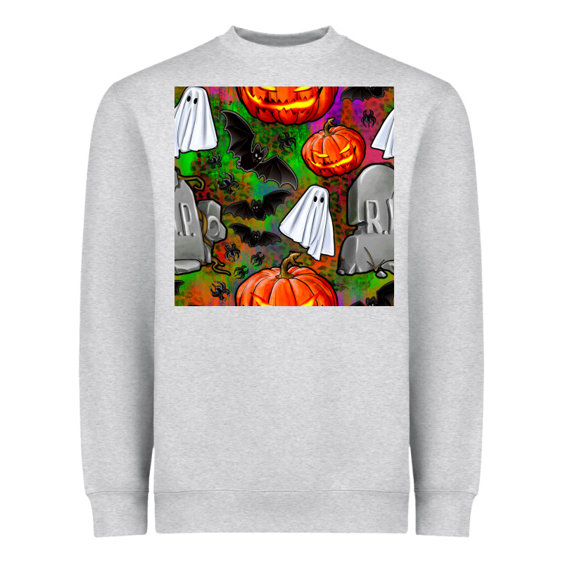 Halloween Ghost And Headstone Seamless Pattern Heavyweight Sweatshirt by BundleAndBundleShop | Teevron