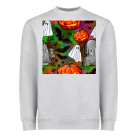 Heather Grey halloween ghost and headstone seamless pattern Heavyweight Sweatshirt - BundleAndBundleShop