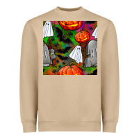 Mushroom halloween ghost and headstone seamless pattern Heavyweight Sweatshirt - BundleAndBundleShop