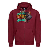 Burgundy Thanksgiving turkey gobble gobble Zipper Hoodie - NancyCooperArtShop