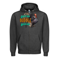 Charcoal Heather Thanksgiving turkey gobble gobble Zipper Hoodie - NancyCooperArtShop