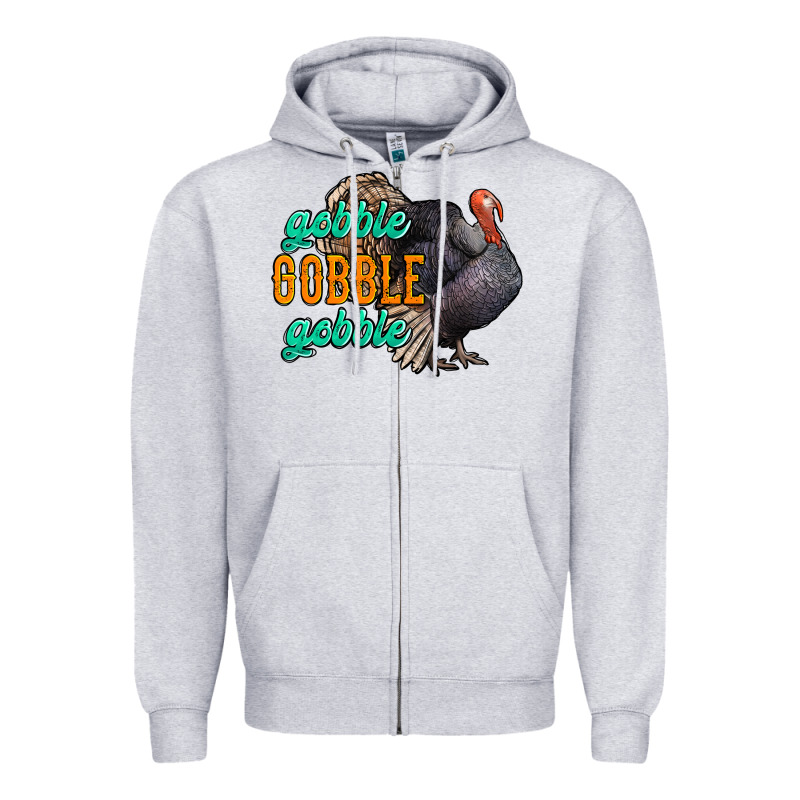 Thanksgiving Turkey Gobble Gobble Zipper Hoodie by NancyCooperArtShop | Teevron