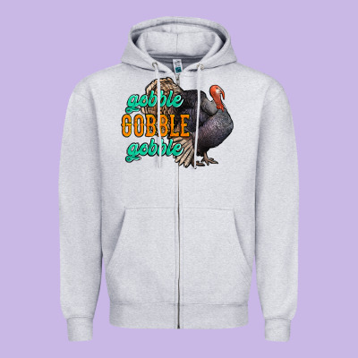 Thanksgiving Turkey Gobble Gobble Zipper Hoodie Designed By Nancycooperartshop