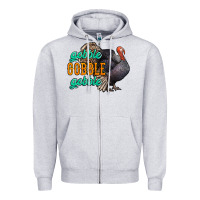 Heather Grey Thanksgiving turkey gobble gobble Zipper Hoodie - NancyCooperArtShop