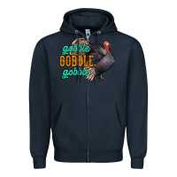 Navy Thanksgiving turkey gobble gobble Zipper Hoodie - NancyCooperArtShop