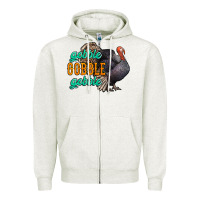 Oatmeal Heather Thanksgiving turkey gobble gobble Zipper Hoodie - NancyCooperArtShop