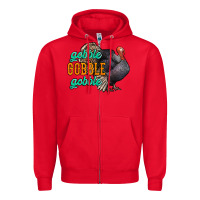 Red Thanksgiving turkey gobble gobble Zipper Hoodie - NancyCooperArtShop
