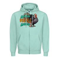 Seafoam Thanksgiving turkey gobble gobble Zipper Hoodie - NancyCooperArtShop