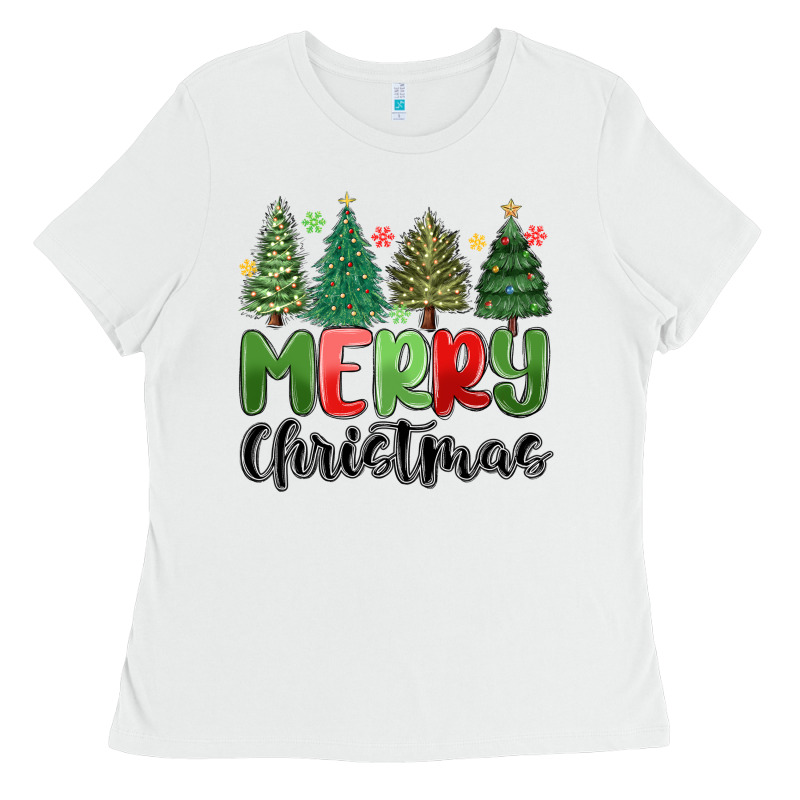 Merry Christmas Trees Ladies Tee by MaliasSmallBusiness | Teevron