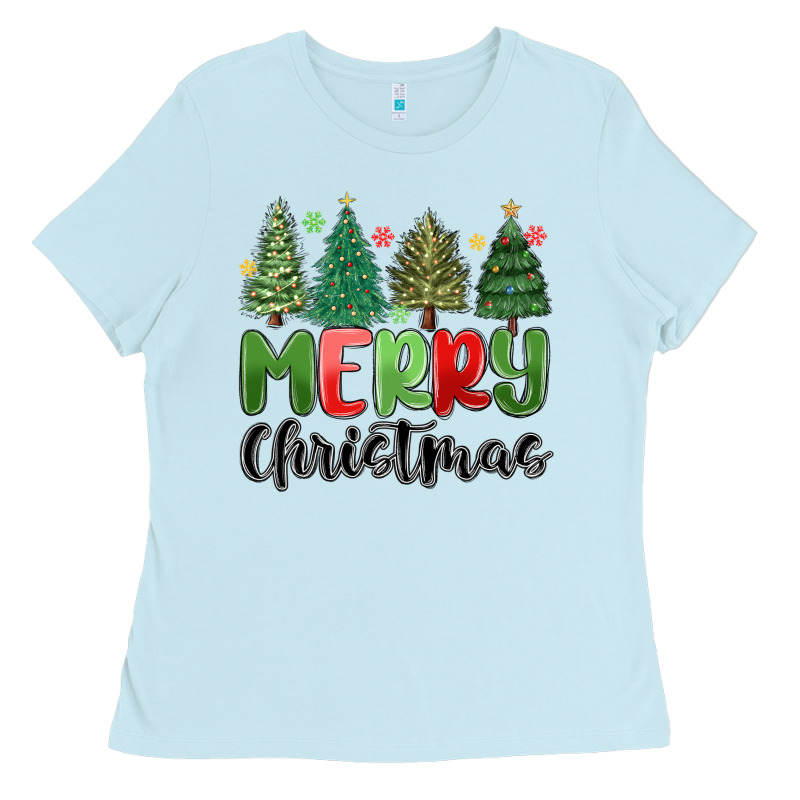 Merry Christmas Trees Ladies Tee by MaliasSmallBusiness | Teevron