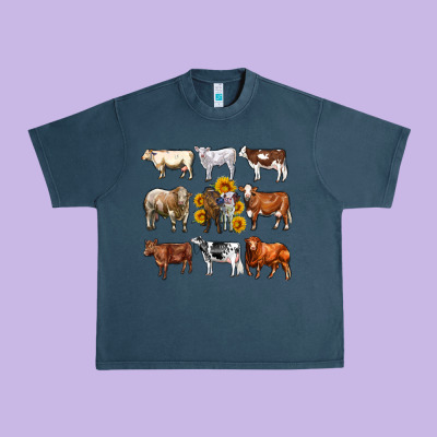 Western Cowsand Sunflowers Urban Heavy Tee Designed By Adodesignshop