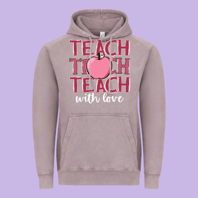 Teach With Love Vintage Hoodie Designed By Jahusdesignshop