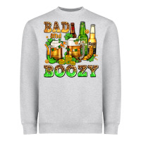 Heather Grey bad and boozy with beer Heavyweight Sweatshirt - AdoDesignShop